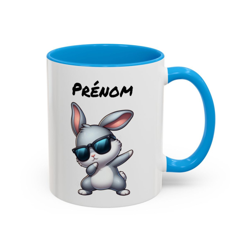 Tasse Personnalisable Lapin Dab Cartoon – Mug Animal Drôle – Cadeau Original Enfant ou Adulte