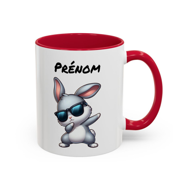 Tasse Personnalisable Lapin Dab Cartoon – Mug Animal Drôle – Cadeau Original Enfant ou Adulte