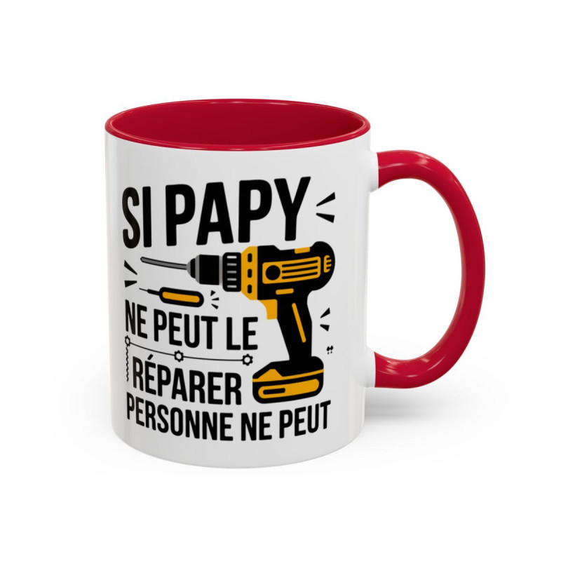 Tasse Papy Bricoleur – Si Papy ne Peut le Réparer Personne ne Peut – Mug Humour Bricolage – Céramique 325ml