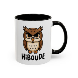 Tasse Hibou Hiboude – Mug Animal Drôle – Cadeau Humour Animalier – Céramique 325ml Noir Bleu Rouge