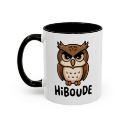 Tasse Hibou Hiboude – Mug Animal Drôle – Cadeau Humour Animalier – Céramique 325ml Noir Bleu Rouge