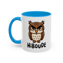 Tasse Hibou Hiboude – Mug Animal Drôle – Cadeau Humour Animalier – Céramique 325ml Noir Bleu Rouge