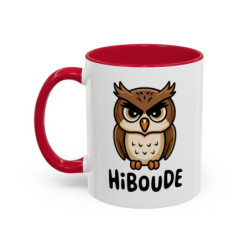 Tasse Hibou Hiboude – Mug Animal Drôle – Cadeau Humour Animalier – Céramique 325ml Noir Bleu Rouge