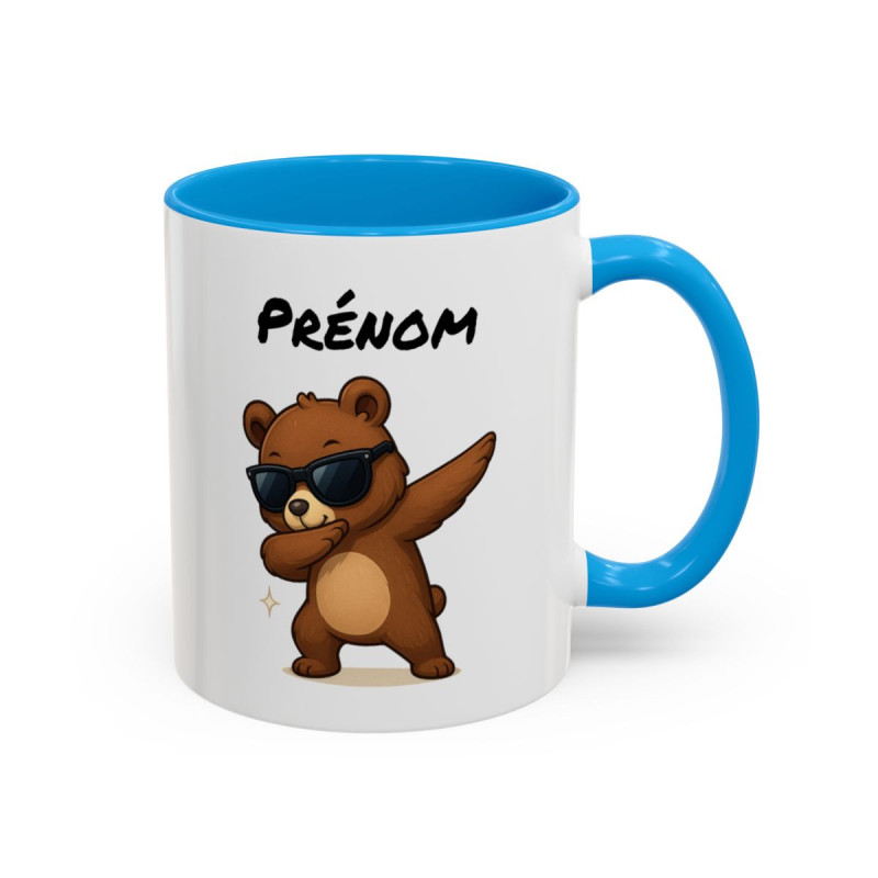 Tasse Personnalisable Ours Dab – Mug Animal Drôle – Cadeau Fun Enfant ou Adulte – Céramique 325ml