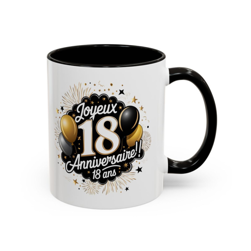 Tasse Joyeux 18 Anniversaire – Mug Anniversaire 18 ans – Cadeau Fête Anniversaire – Céramique 325ml