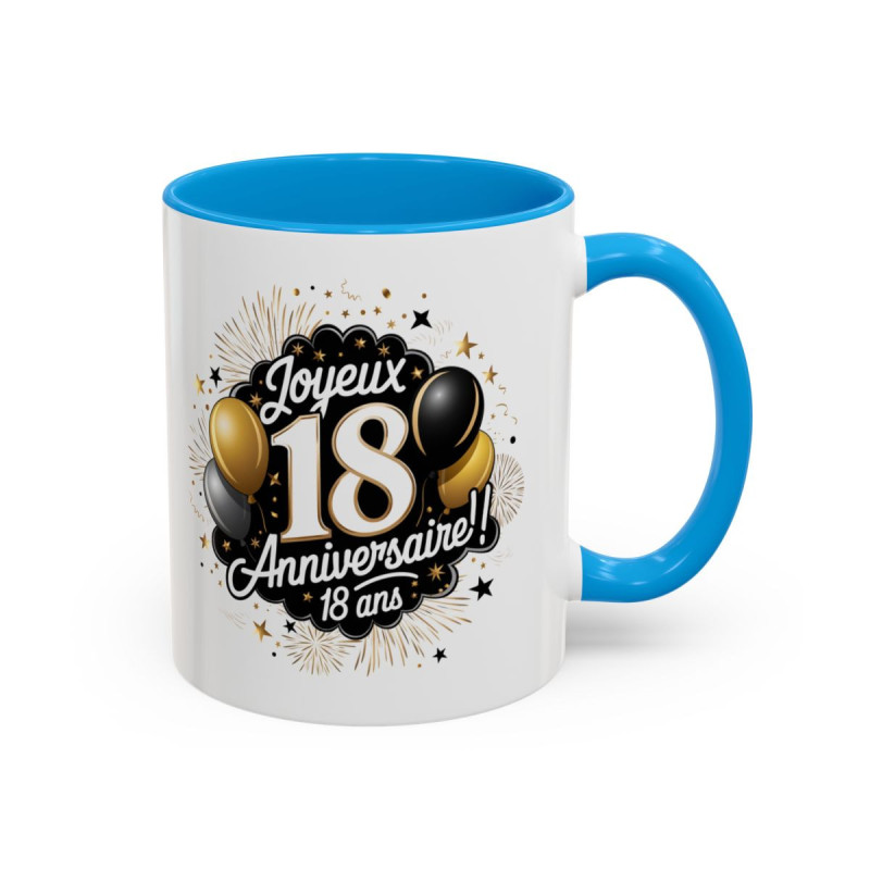 Tasse Joyeux 18 Anniversaire – Mug Anniversaire 18 ans – Cadeau Fête Anniversaire – Céramique 325ml