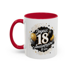 Tasse Joyeux 18 Anniversaire – Mug Anniversaire 18 ans – Cadeau Fête Anniversaire – Céramique 325ml