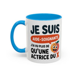 Tasse Aide-Soignante Humour – J’ai vu plus de qu’une actrice du X – Mug Métier Soignant Drôle – Céramique 325ml