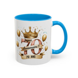 Tasse Joyeux 70e Anniversaire – Mug Anniversaire 70 Ans Élégant – Cadeau Original Anniversaire – Céramique 325ml