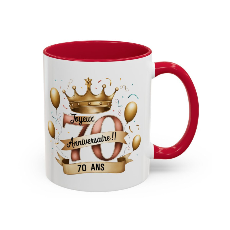 Tasse Joyeux 70e Anniversaire – Mug Anniversaire 70 Ans Élégant – Cadeau Original Anniversaire – Céramique 325ml