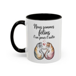 Mug Chats Amour – Nous Sommes Félins l’un pour l’Autre – Tasse Romantique Couple – Cadeau Saint Valentin Chats