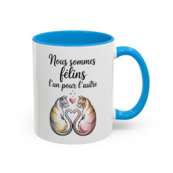 Mug Chats Amour – Nous Sommes Félins l’un pour l’Autre – Tasse Romantique Couple – Cadeau Saint Valentin Chats