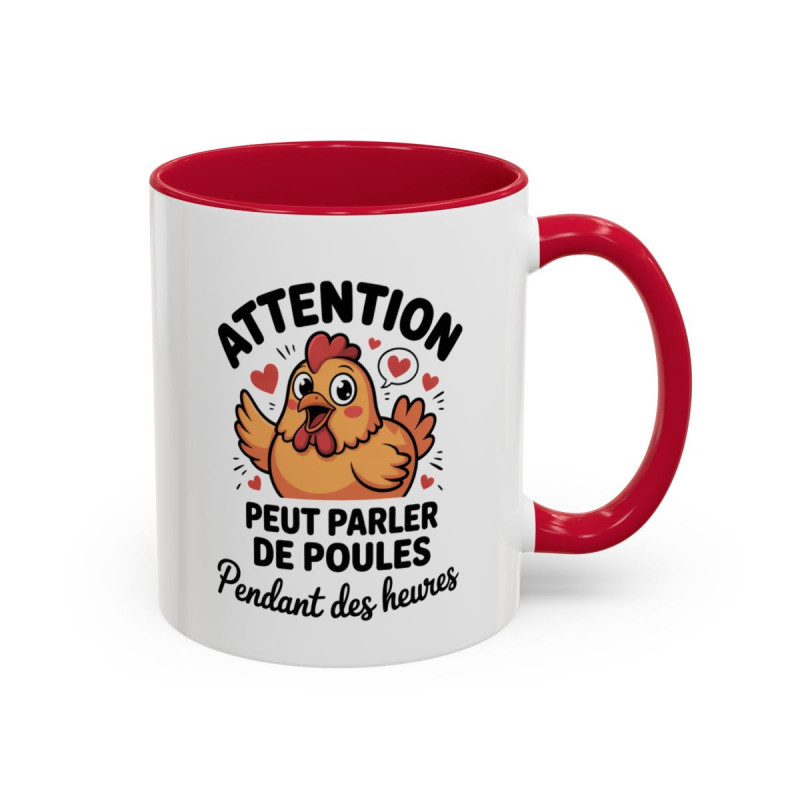 Tasse Poule Amoureuse Cartoon – Mug Animal Mignon avec Cœurs – Cadeau Humoristique et Romantique 325ml