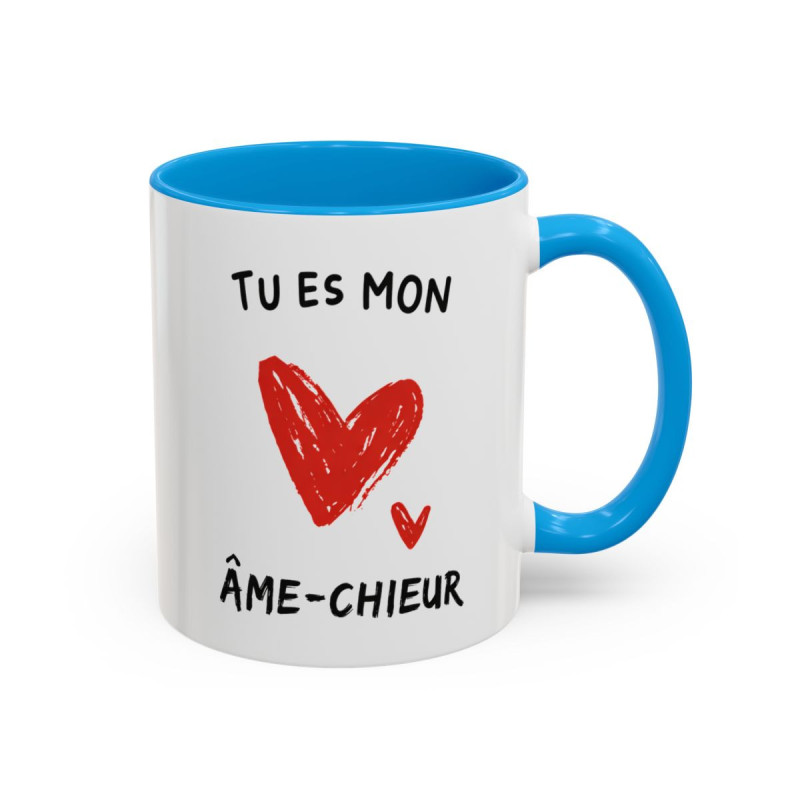 Tasse Humour Tu Es Mon Âme-Chieur – Mug Amour Drôle avec Cœur Rouge – Cadeau Couple Original 325ml