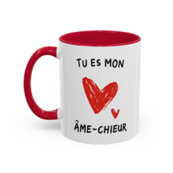 Tasse Humour Tu Es Mon Âme-Chieur – Mug Amour Drôle avec Cœur Rouge – Cadeau Couple Original 325ml