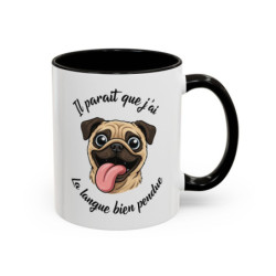 Tasse Humour Chien Carlin – Mug Pug Langue Pendue Drôle – Cadeau Amoureux des Chiens Original 325ml