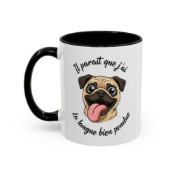 Tasse Humour Chien Carlin – Mug Pug Langue Pendue Drôle – Cadeau Amoureux des Chiens Original 325ml