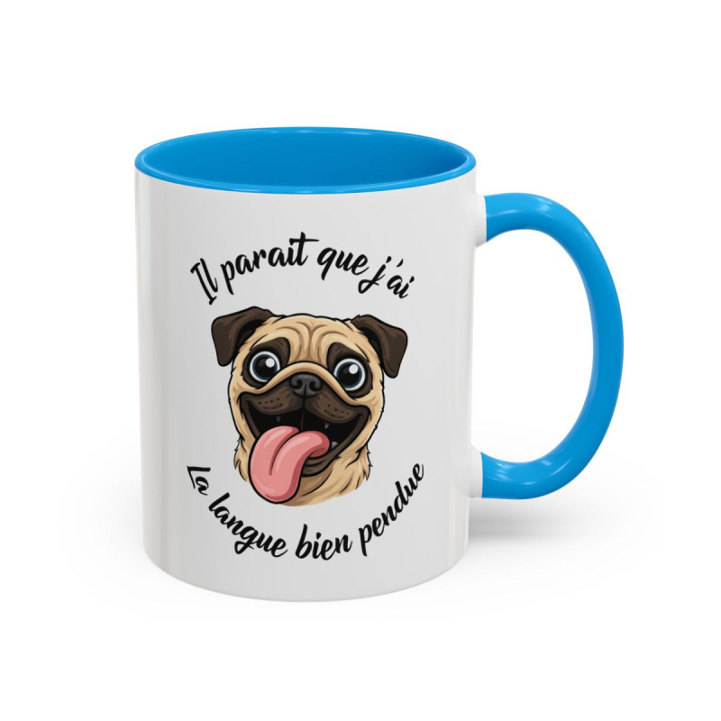 Tasse Humour Chien Carlin – Mug Pug Langue Pendue Drôle – Cadeau Amoureux des Chiens Original 325ml
