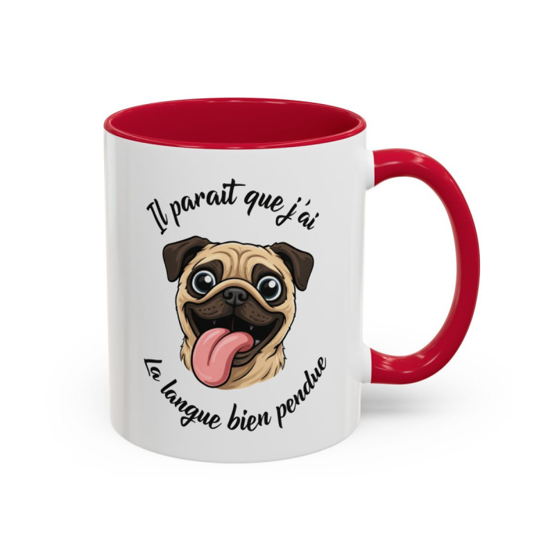 Tasse Humour Chien Carlin – Mug Pug Langue Pendue Drôle – Cadeau Amoureux des Chiens Original 325ml