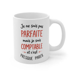 Mug comptable humour – Je ne suis pas parfaite mais comptable – Tasse citation métier – Cadeau original collègue bureau
