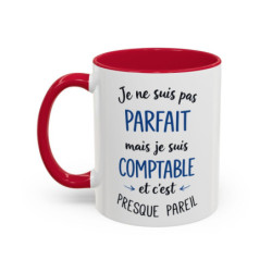 Tasse Humour Comptable Je Ne Suis Pas Parfait Mais Comptable – Mug Citation Métier Bleu – Cadeau Bureau Comptabilité 325ml