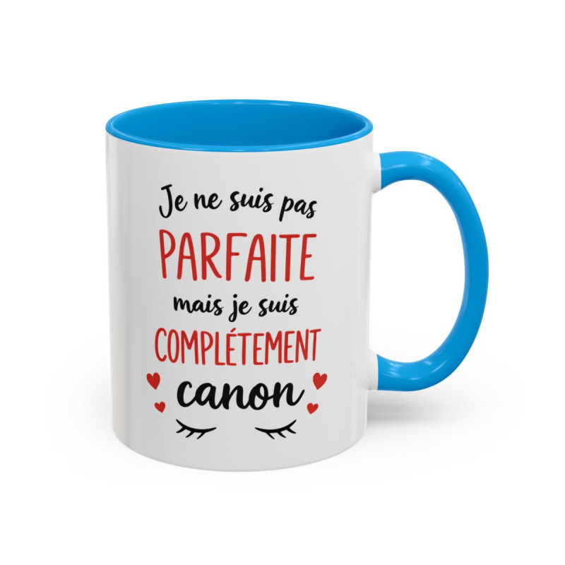 Tasse Humour Femme Je Ne Suis Pas Parfaite Mais Complètement Canon – Mug Citation Rouge – Cadeau