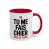 Tasse Humour Amour Tu Me Fais Chier Mais Je T’Aime – Mug Phrase Drôle Couple – Cadeau Amoureux 325ml