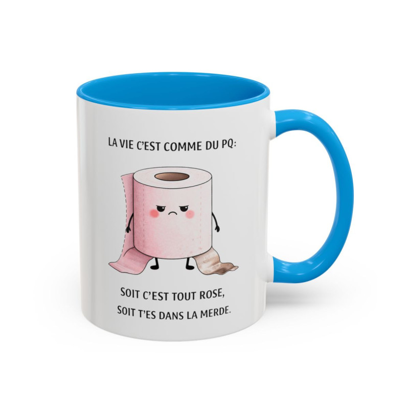 Tasse Humour Noir La Vie C’est Comme du PQ – Mug Drôle et Vulgaire – Cadeau Humour Décalé 325ml