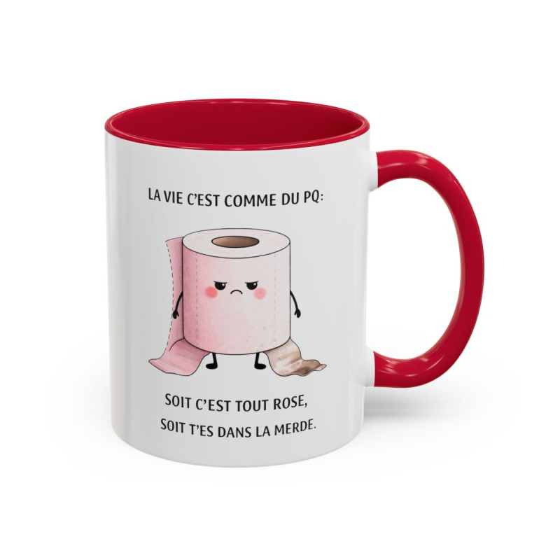 Tasse Humour Noir La Vie C’est Comme du PQ – Mug Drôle et Vulgaire – Cadeau Humour Décalé 325ml