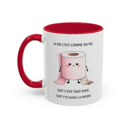 Tasse Humour Noir La Vie C’est Comme du PQ – Mug Drôle et Vulgaire – Cadeau Humour Décalé 325ml