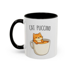 Tasse Chat et Café Cat Puccino – Mug Chat Kawaii Amoureux du Café – Cadeau Mignon et Drôle 325ml