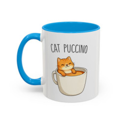 Tasse Chat et Café Cat Puccino – Mug Chat Kawaii Amoureux du Café – Cadeau Mignon et Drôle 325ml