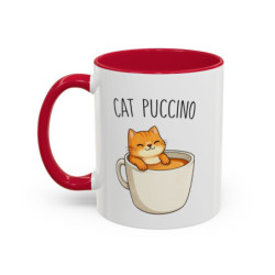 Tasse Chat et Café Cat Puccino – Mug Chat Kawaii Amoureux du Café – Cadeau Mignon et Drôle 325ml
