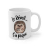 Mug hérisson café Le Réveil ça pique – Tasse humour matin difficile – Mug original animaux – Cadeau café grincheux