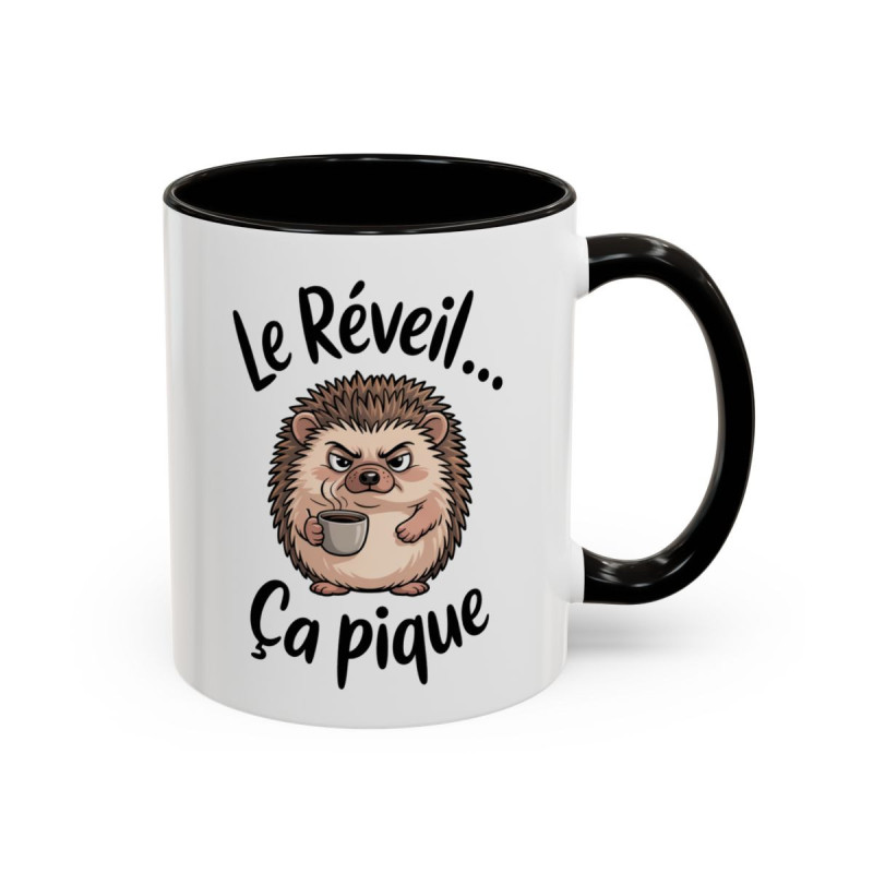 Tasse Humour Le Réveil Ça Pique – Mug Hérisson et Café – Cadeau Drôle Matin Difficile 325ml