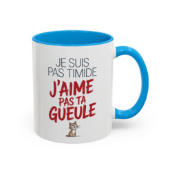 Tasse Humour Chat Je Suis Pas Timide – Mug Phrase Drôle et Sarcastique – Cadeau Original 325ml