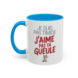 Tasse Humour Chat Je Suis Pas Timide – Mug Phrase Drôle et Sarcastique – Cadeau Original 325ml