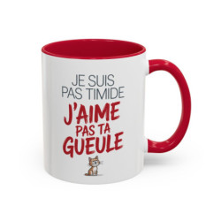 Tasse Humour Chat Je Suis Pas Timide – Mug Phrase Drôle et Sarcastique – Cadeau Original 325ml