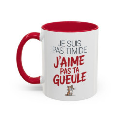 Tasse Humour Chat Je Suis Pas Timide – Mug Phrase Drôle et Sarcastique – Cadeau Original 325ml