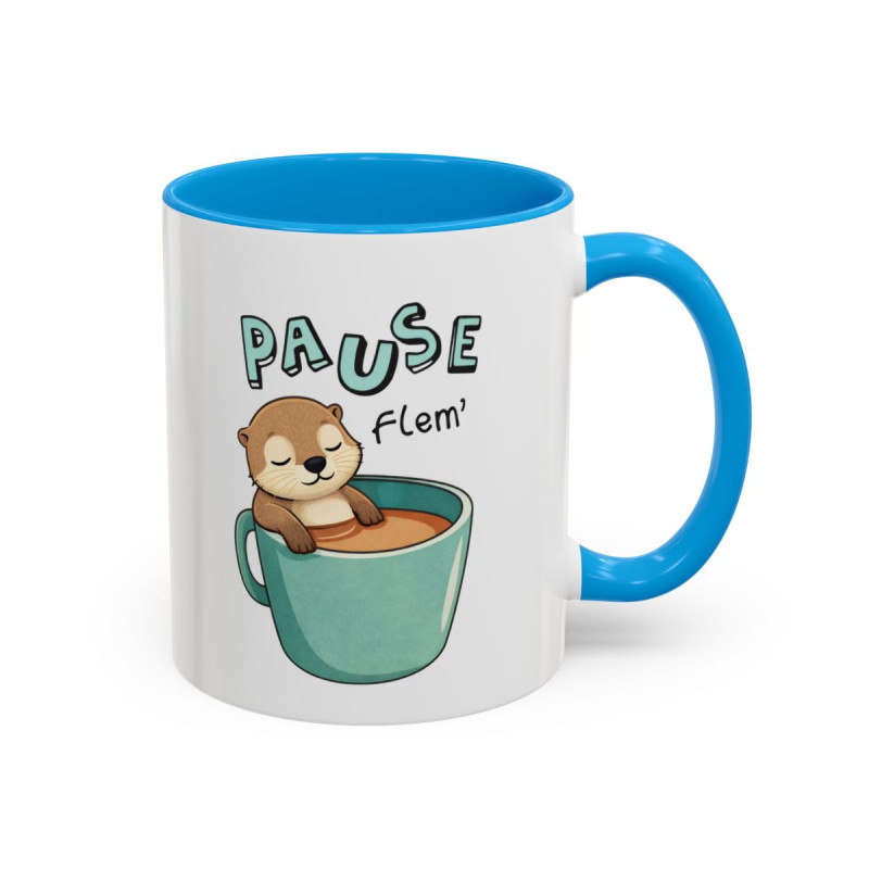 Tasse Humour Pause Flem’ – Mug Loutre Adorable Relax – Cadeau Original Amoureux du Café 325ml
