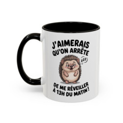 Tasse Hérisson Humour Réveil – Mug Animal Mignon du Matin – Cadeau Drôle Amateur de Café 325ml