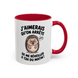 Tasse Hérisson Humour Réveil – Mug Animal Mignon du Matin – Cadeau Drôle Amateur de Café 325ml