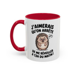 Tasse Hérisson Humour Réveil – Mug Animal Mignon du Matin – Cadeau Drôle Amateur de Café 325ml