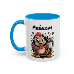 Tasse Personnalisée Prénom Poule Café – Mug Humour Matin Énergique – Cadeau Original 325ml