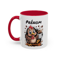 Tasse Personnalisée Prénom Poule Café – Mug Humour Matin Énergique – Cadeau Original 325ml