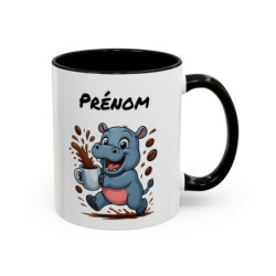 Tasse Hippopotame Personnalisable avec Café – Mug Animal Amusant et Dynamique – Cadeau Humour Matin Énergie 325ml