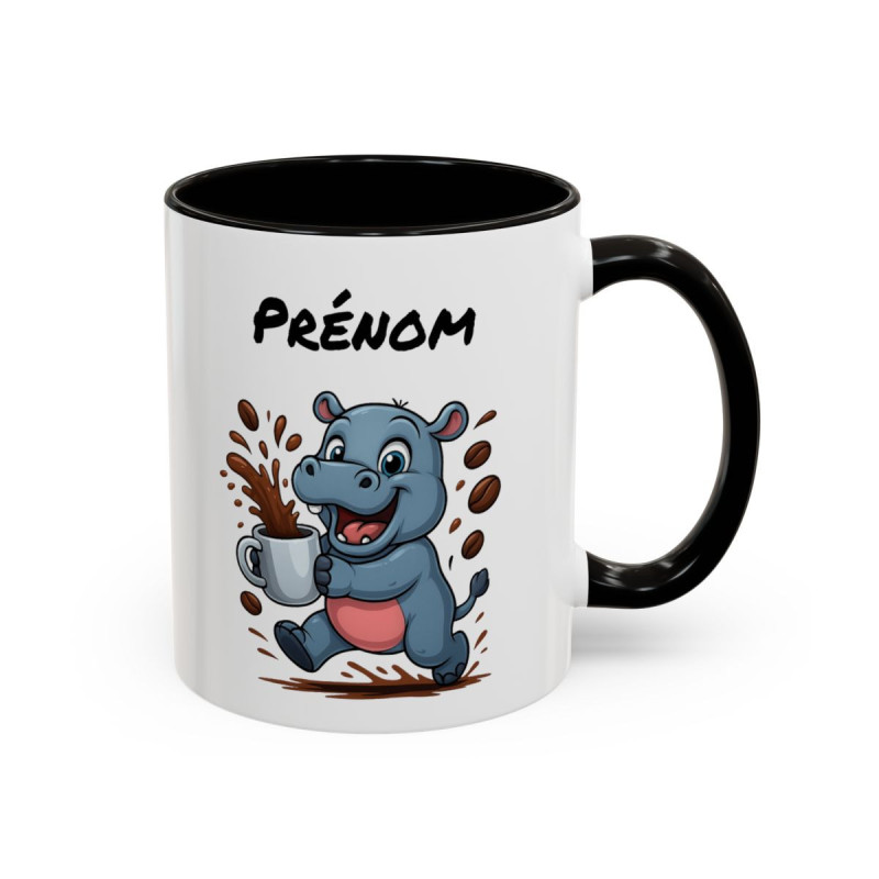 Tasse Hippopotame Personnalisable avec Café – Mug Animal Amusant et Dynamique – Cadeau Humour Matin Énergie 325ml