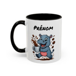 Tasse Hippopotame Personnalisable avec Café – Mug Animal Amusant et Dynamique – Cadeau Humour Matin Énergie 325ml