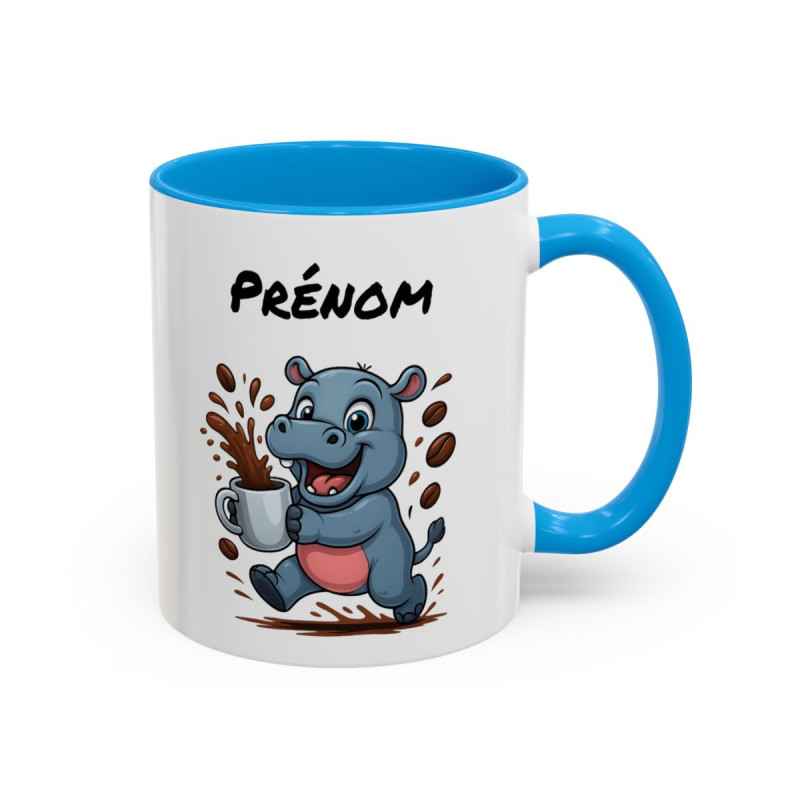 Tasse Hippopotame Personnalisable avec Café – Mug Animal Amusant et Dynamique – Cadeau Humour Matin Énergie 325ml