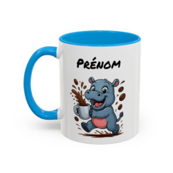 Tasse Hippopotame Personnalisable avec Café – Mug Animal Amusant et Dynamique – Cadeau Humour Matin Énergie 325ml